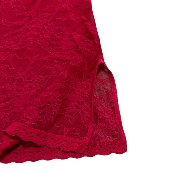 Victoria Secret Red Cami Tank Mini Floral Lace Slip Lingerie Piece - Picture 5 of 6